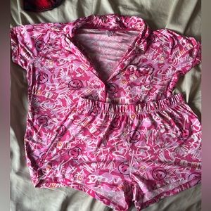 EUC Joe Boxer 2 piece button down short sleeve and shorts PJ set